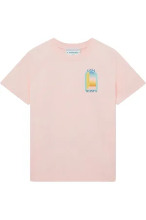 Casablanca Tops, Heren, Roze, S, Katoen, Roze Tennis Club Print Katoenen T-Shirt
