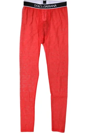 Dolce & Gabbana Broeken, Dames, Rood, S, Nylon, Rood Logo Kant Lingerie Strakke Broek