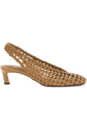 Fendi Schoenen, Dames, Bruin, 36 EU, Geweven slingback pumps