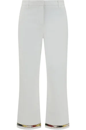 TRUE ROYAL Broeken, Dames, Wit, S, Moderne Straight Ross Broek met Rafelranden