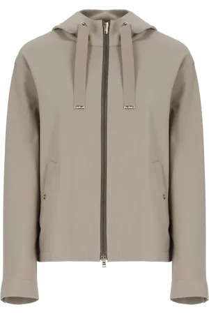 HERNO Jassen, Dames, Grijs, L, Grijze Hoodie met Ritssluiting voor