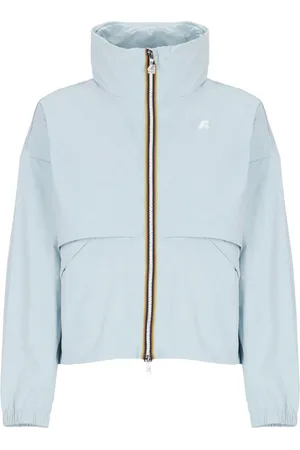 K-Way Jassen, Dames, Blauw, S, Lichtblauwe Waterdichte Jas met Opvouwbare Capuchon