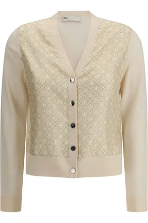 Tory Burch Truien, Dames, , M, Wol, Zijden en wollen Logo Cardigan
