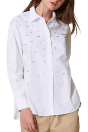 Twin-Set Blouses & Shirts, Dames, Wit, S, Witte Shirt Actitude Ss 25