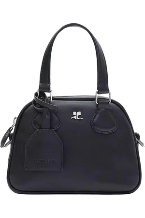 Courrèges Tassen, Dames, Zwart, ONE Size, Leer, Zwarte Leren Bowlingtas voor Vrouwen