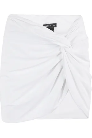 FEDERICA TOSI Rokken, Dames, Wit, M, Korte witte pareo rok cover-up