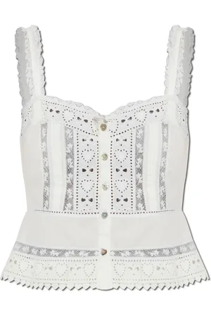 LOVESHACKFANCY Tops, Dames, Wit, M, Katoen, Top Karmina