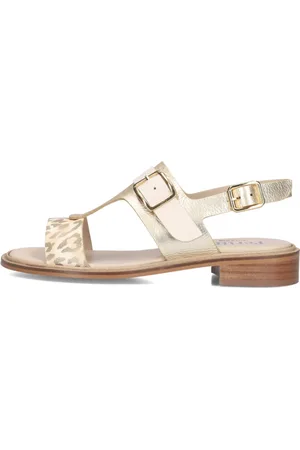 Pertini Schoenen, Dames, Geel, 40 EU, Linnen, Gouden Leren Sandalen Stijlvol Comfort