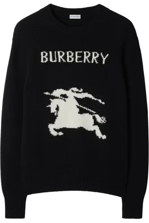 Burberry Truien, Heren, Zwart, XL, Wol, Luxe Wollen Trui