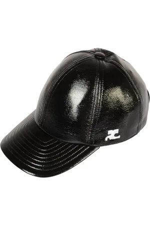 Courrèges Accessoires, Dames, Zwart, S, Katoen, Zwarte Vinyl Cap Hoed