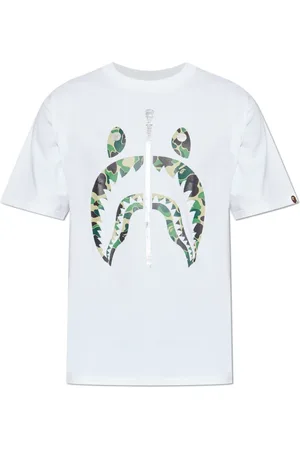 A Bathing Ape Tops, Heren, Wit, M, Katoen, T-shirt met logo