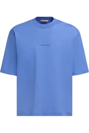 Marni Tops, Heren, Blauw, L, Katoen, Casual Katoenen T-shirt voor Mannen