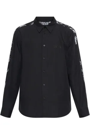 VERSACE Overhemden, Heren, Zwart, L, Katoen, Shirt met barokprint