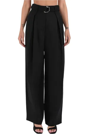 Max Mara Broeken, Dames, Zwart, XS, Linnen, Wijde Linnen Broek Model Jane