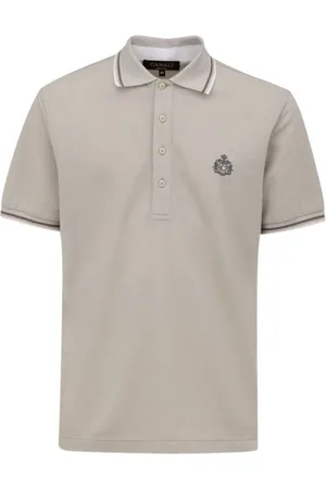 CANALI Tops, Heren, , L, Katoen, Grijze Katoenen Poloshirt