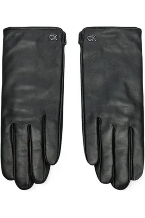 Calvin Klein Accessoires, Dames, Zwart, M, Leer, Zwarte Leren Handschoenen voor Vrouwen