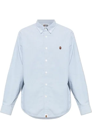 A Bathing Ape Overhemden, Heren, Blauw, S, Katoen, Shirt met logo