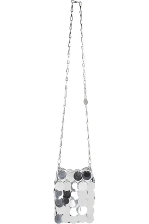 Paco rabanne Tassen, Dames, Grijs, ONE Size, Zilveren Sparkle Mini Schoudertas