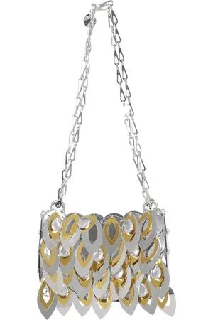 Paco rabanne Tassen, Dames, Grijs, ONE Size, Polyester, Zilveren Teardrop Paillet Handtas