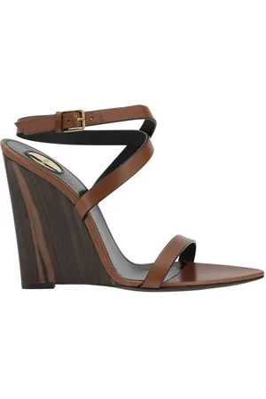 Saint Laurent Schoenen, Dames, Bruin, 39 EU, Gippy Leren Sandalen