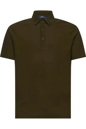 HERNO Tops, Heren, Groen, M, Katoen, Groene Polo Shirt met Metalen Logo