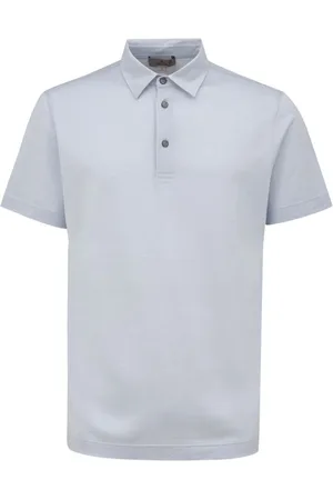 CANALI Tops, Heren, Blauw, L, Katoen, Blauw Katoenen Poloshirt