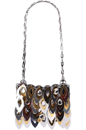 Paco rabanne Tassen, Dames, Grijs, ONE Size, Polyester, Sprankelende Ketting Schoudertas
