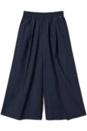 Twin-Set Broeken, Dames, Blauw, XS, Katoen, Diepblauwe Cropped Broek