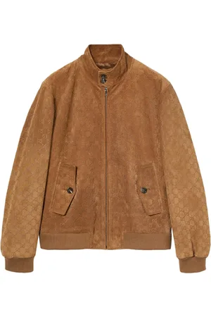 Gucci Jassen, Heren, Bruin, L, Leer, Bruin Leren Bomberjack