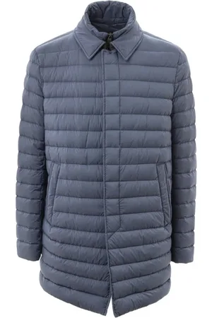 HERNO Jassen, Heren, Blauw, XL, Polyester, Blauwe Gewatteerde Donsjas Ritssluiting