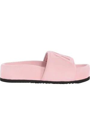 vic matiè Schoenen, Dames, Roze, 39 EU, Denim, Denim Lage Hak Slide Sandalen