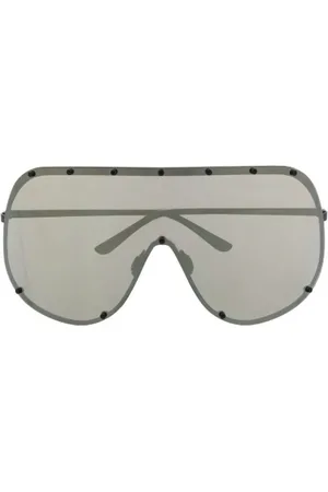 Rick Owens Accessoires, unisex, Zwart, ONE Size, Gold Shield Zonnebril