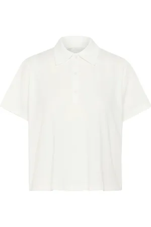 My Essential Wardrobe Tops, Dames, Wit, L, Katoen, Sportieve Polo Tee Top Snow
