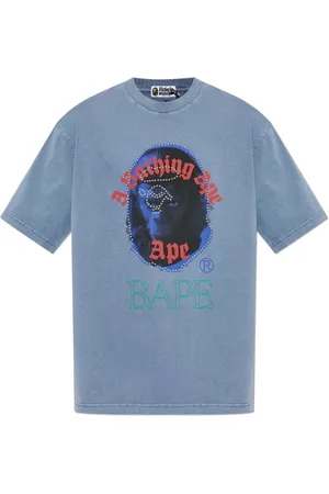 A Bathing Ape Tops, Heren, Blauw, L, Katoen, Bedrukt T-shirt