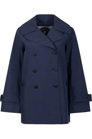 save the duck Jassen, Dames, Blauw, L, Blauwe Trenchcoat voor regenachtige dagen