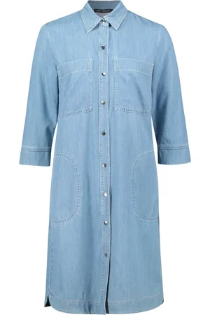 Betty Barclay Kleedjes, Dames, Blauw, M, Casual overhemdjurk met 3/4 mouwen