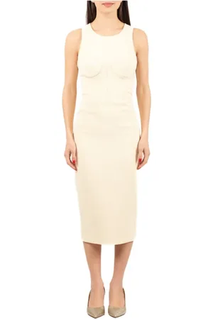 Elisabetta Franchi Kleedjes, Dames, Geel, XL, Elegante Jurk van