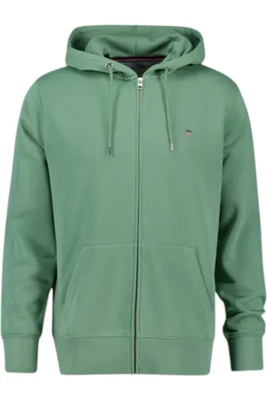 GANT Sweatshirts & Hoodies, Heren, Groen, S, Katoen, Groene Full Zip Hoodie Sweater