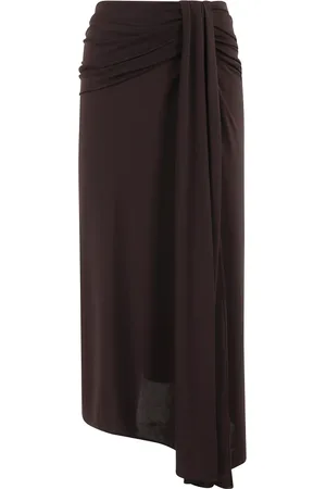 Andamane Rokken, Dames, Bruin, XS, Bruine Gedrapeerde Jersey Rok