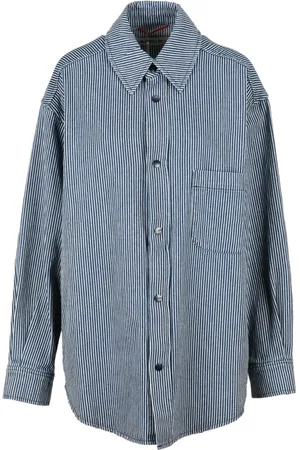 Autry Blouses & Shirts, Dames, Blauw, S, Katoen, Katoenen Overhemd met Drukknoopsluiting