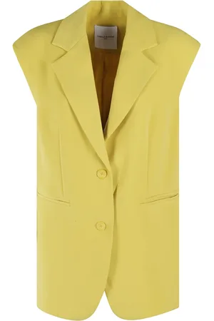 Isabelle Blanche Jassen, Dames, Geel, S, Mosterd Cady Gilet met Revers Kraag
