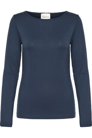 My Essential Wardrobe Tops, Dames, Blauw, XL, Bootnek Blouse Donker Saffierblauw