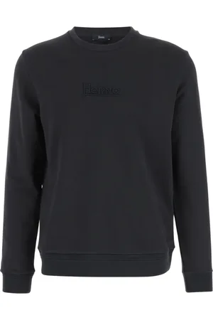 HERNO Sweatshirts & Hoodies, Heren, Blauw, M, Katoen, Geborduurde Katoenen Sweatshirt Navy Blauw