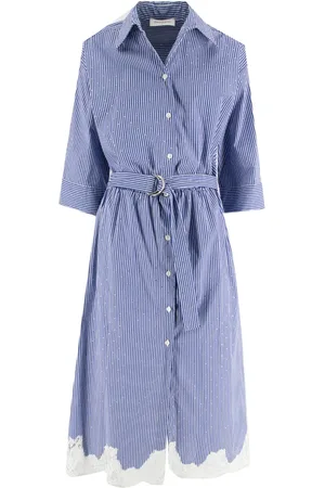 ERMANNO SCERVINO Kleedjes, Dames, Blauw, S, Katoen, Kanten Taille Jurk
