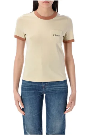 Chloé Tops, Dames, , S, Katoen, Blossom T-shirt met Logo Print