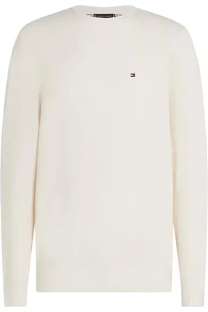 Tommy Hilfiger Truien, Heren, Wit, M, Klassieke Crew Neck Essential Structure