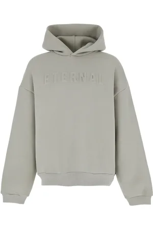 FEAR OF GOD Sweatshirts & Hoodies, Heren, Grijs, L, Katoen, Eternal Grijze Hoodie met Logo Patch