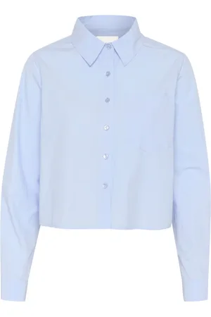 My Essential Wardrobe Blouses & Shirts, Dames, Blauw, S, Geknipte Shirt Kentucky
