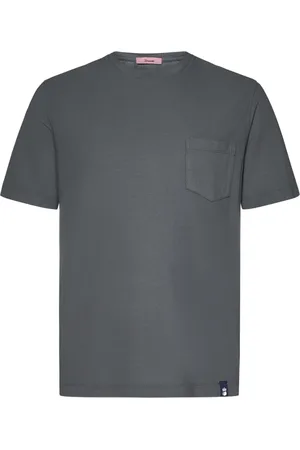 DRUMOHR Tops, Heren, Grijs, L, Katoen, Grijze Jersey T-shirt met Borstzak