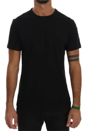 D.A. Daniele Alessandrini Tops, Heren, Zwart, S, Katoen, Zwarte Katoenen Crewneck T-Shirt